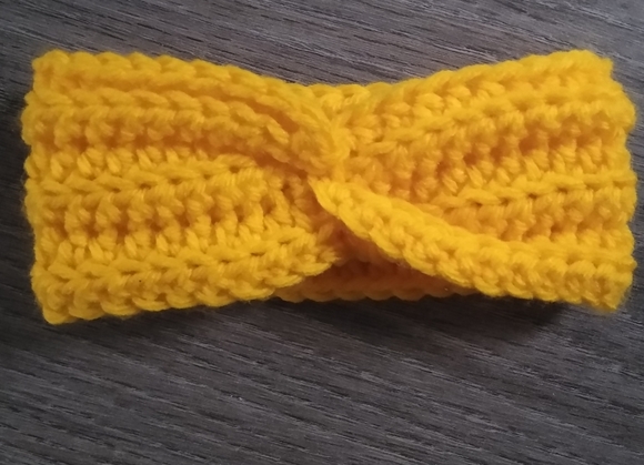 Yellow baby headband, handmade crochet ear warmer, mustard yellow earwarmer - Picture 3 of 7